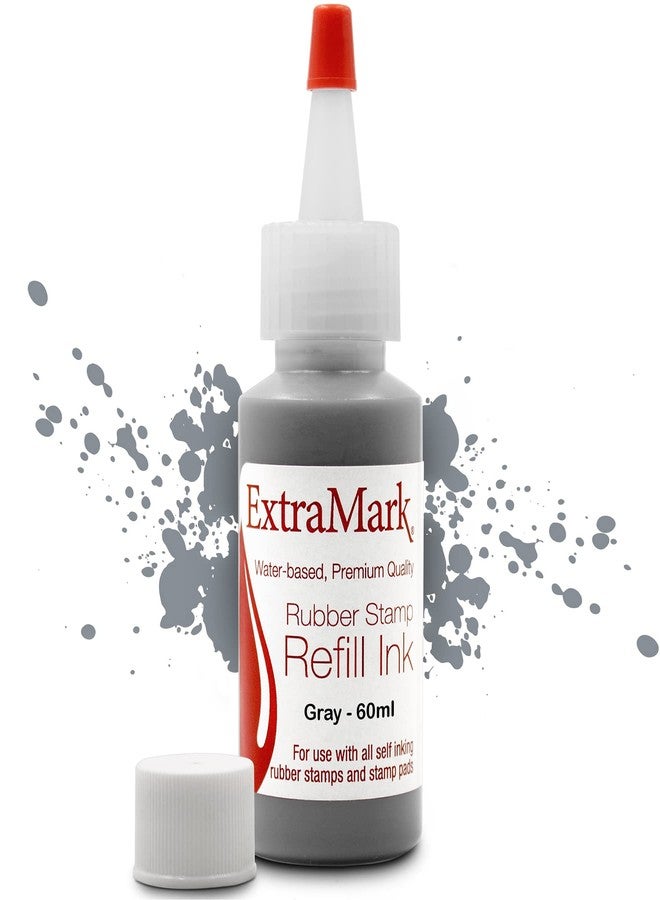 ExtraMark Premium Refill Ink for Self-Inking Stamps and Pads, 60 ml, Gray Color - Image 1